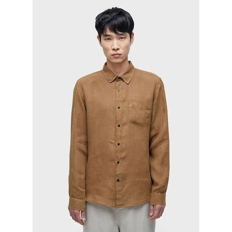 Camisa classic linen ml - marrom - P