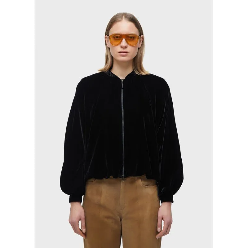Casaco bomber velvet - preto - P