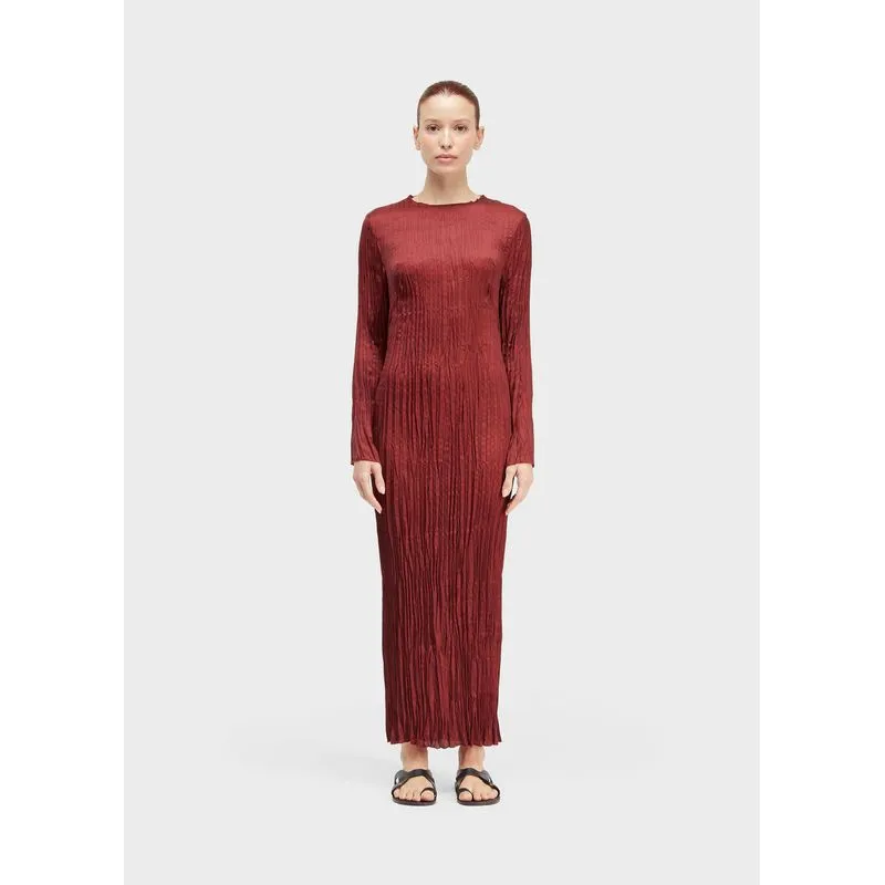 Vestido longo wrinkled satin double Vestido longo ml wrinckled satin double - vinho - P