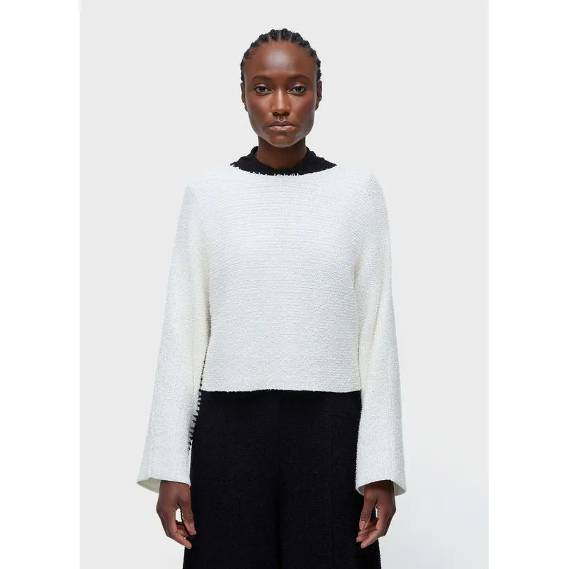 Blusa tricot bouclet pespontos Blusa ml tricot bouclet pespontos - off white - G