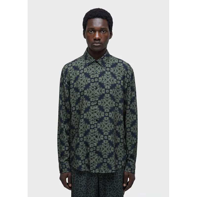 Camisa tile blue ml - azul - P