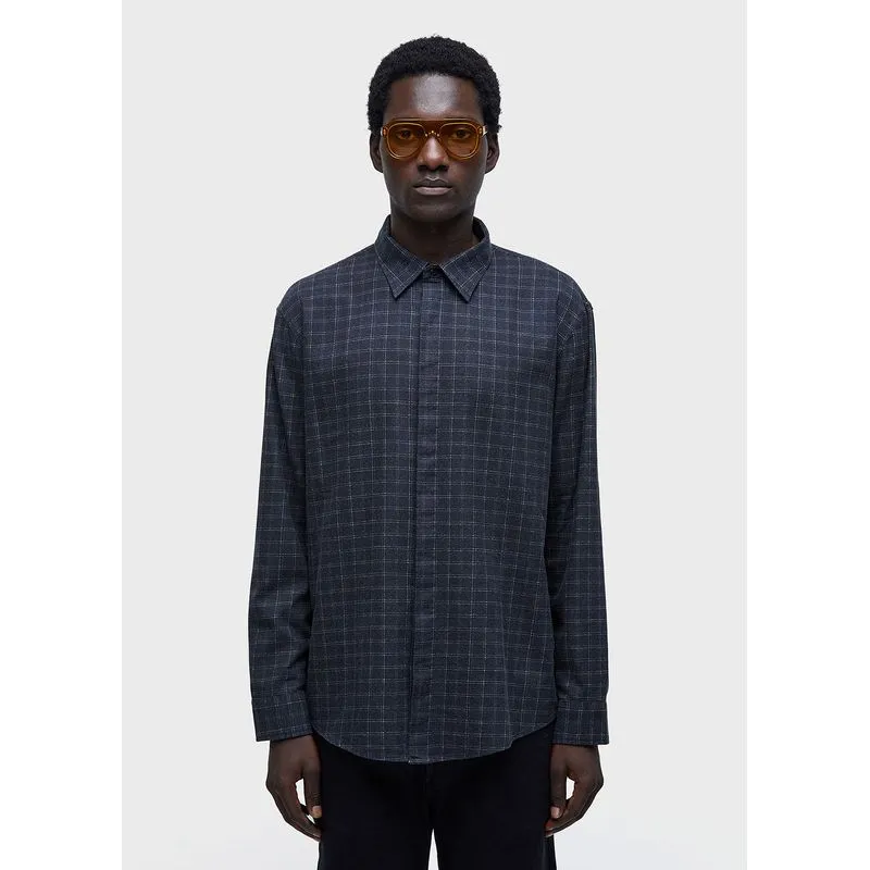 Camisa mini plaid Camisa masc mini plaid ml - preto - GG