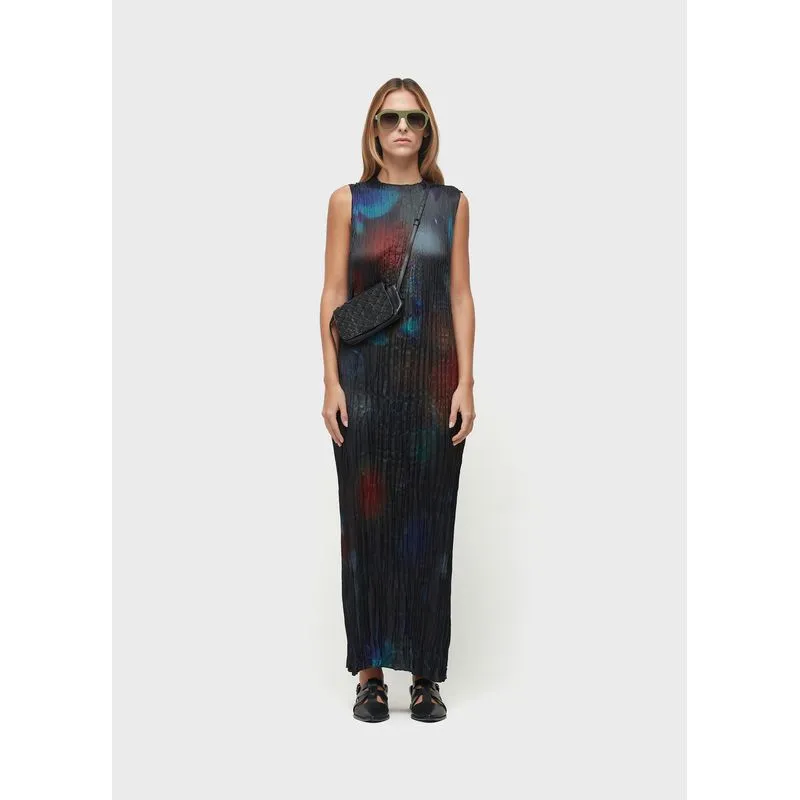 Vestido wrinckled satin rose blur double - preto - P