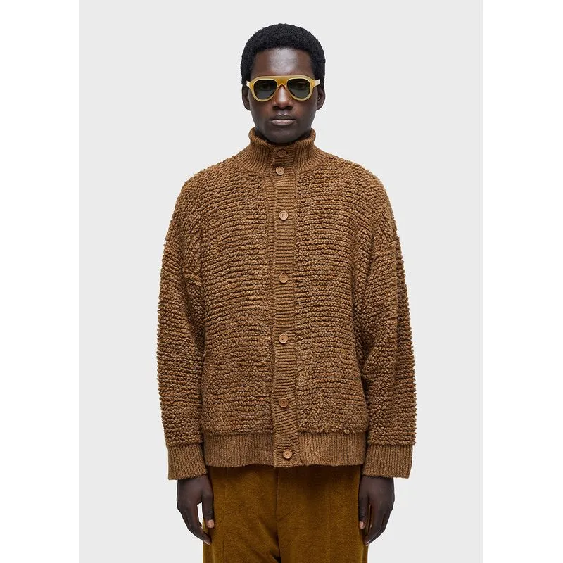 Cardigan furry gola alta - marrom - GG