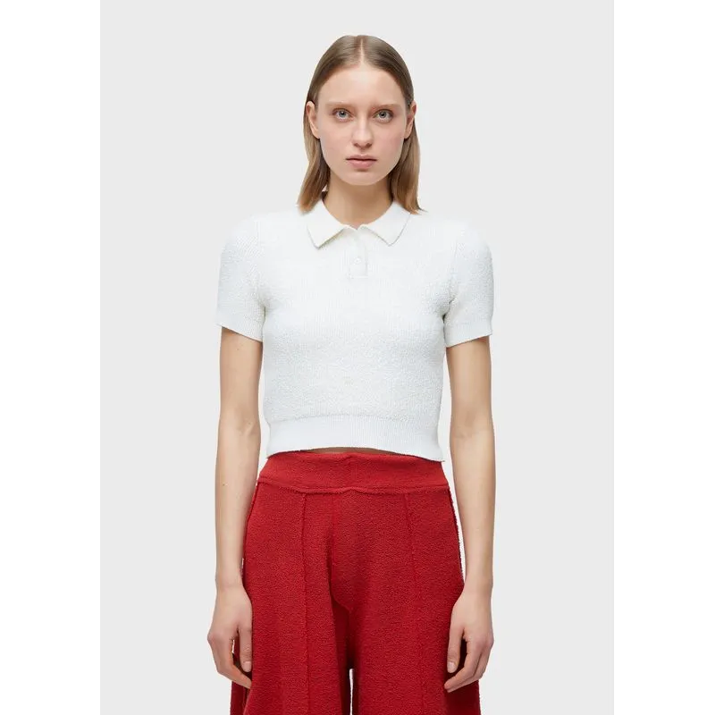 Camisa polo tricot bouclet fit - off white - G