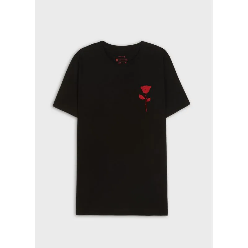 T-shirt vintage rose stc mc - preto - P