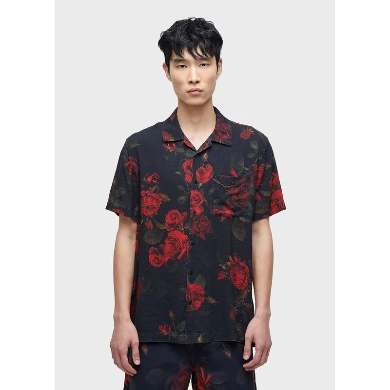 Camisa vintage rose Camisa masc vintage rose mc - preto - P