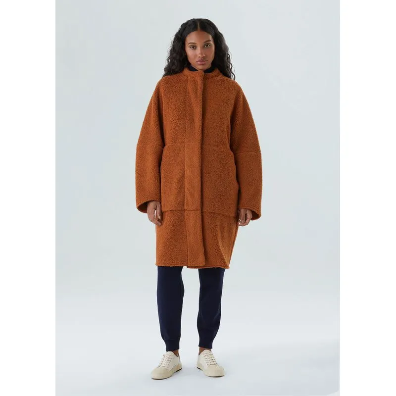 Casaco midi fleece double face - bege - P
