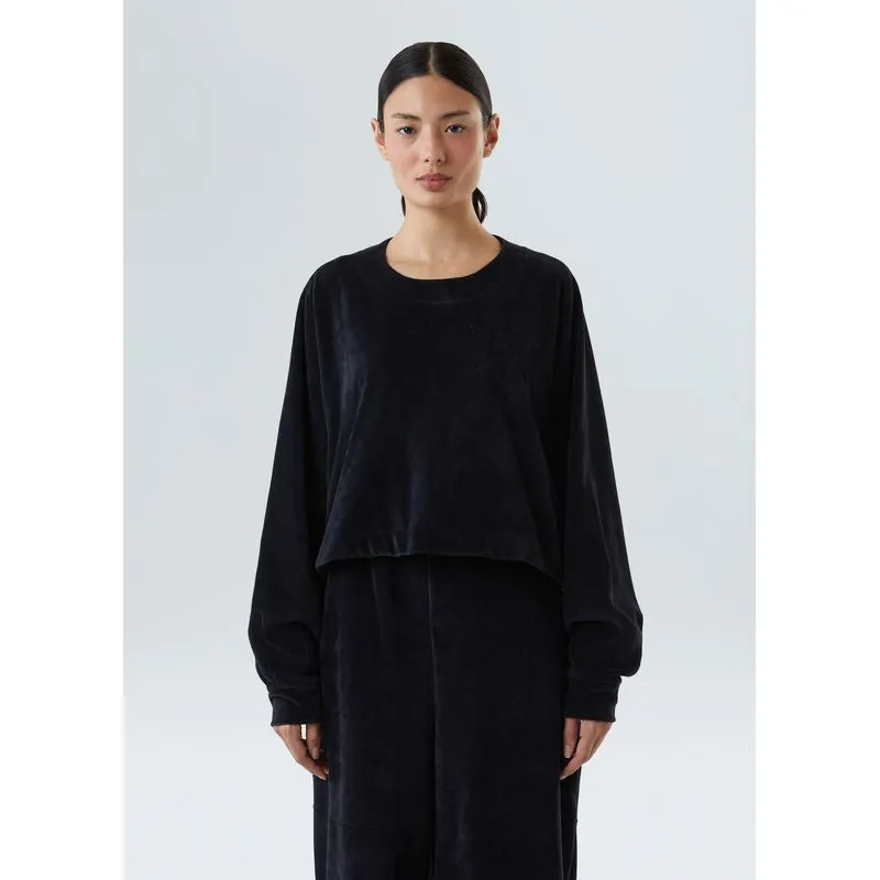 Casaco cropped plush - preto - G