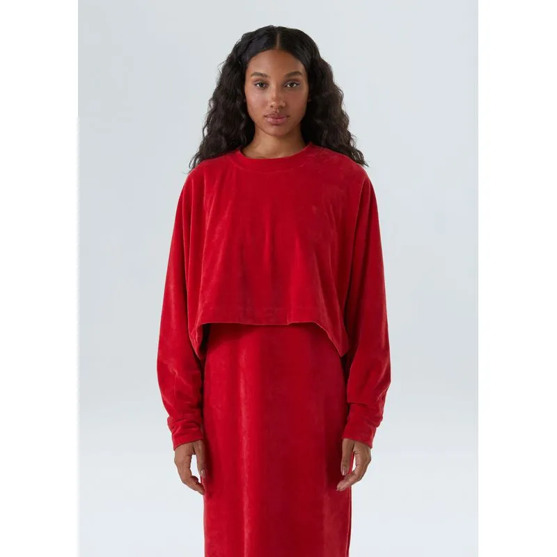 Casaco cropped plush - vermelho - G