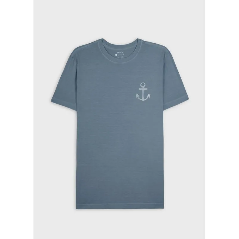 T-shirt slim stone âncora mc - azul - GG