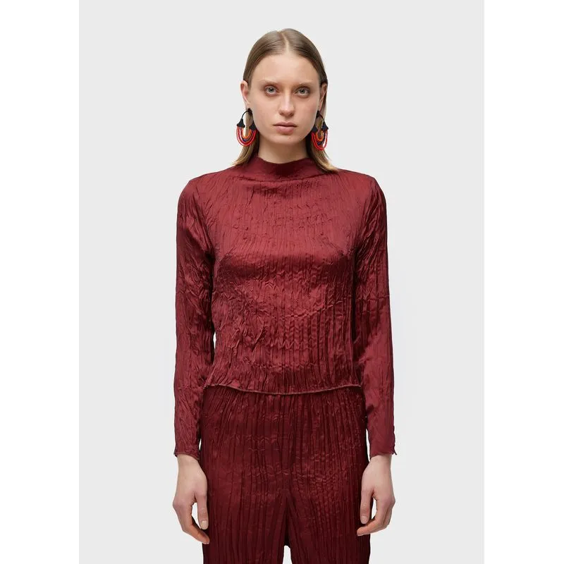 Blusa gola wrinkled satin double Blusa gola ml wrinckled satin double - vinho - P