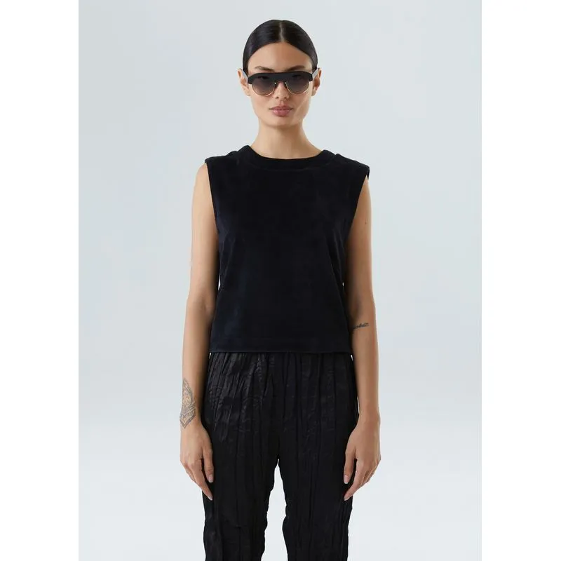 Sleeveless plush gola - preto - M