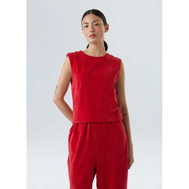 Sleeveless plush gola - vermelho - P