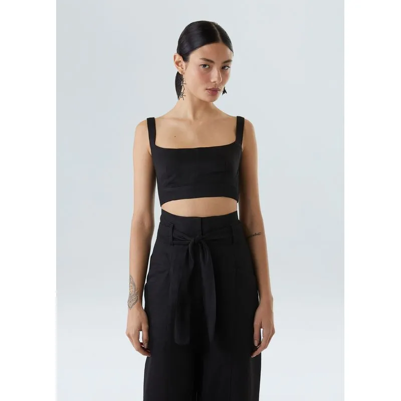 Top cropped alças Top cropped alcas - preto - 38