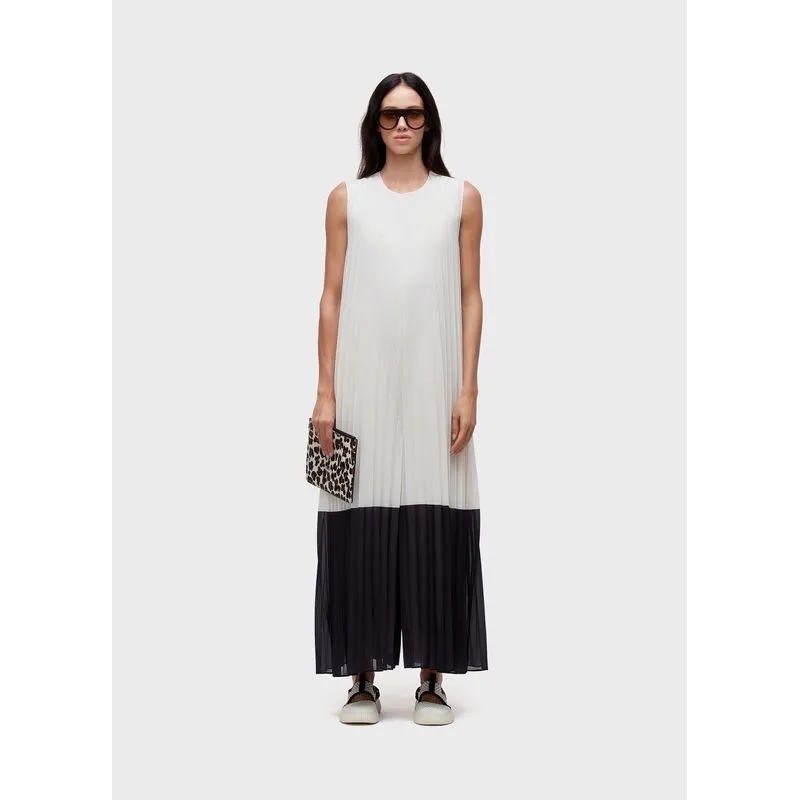 Macacão sleeveless plissado - off white - G