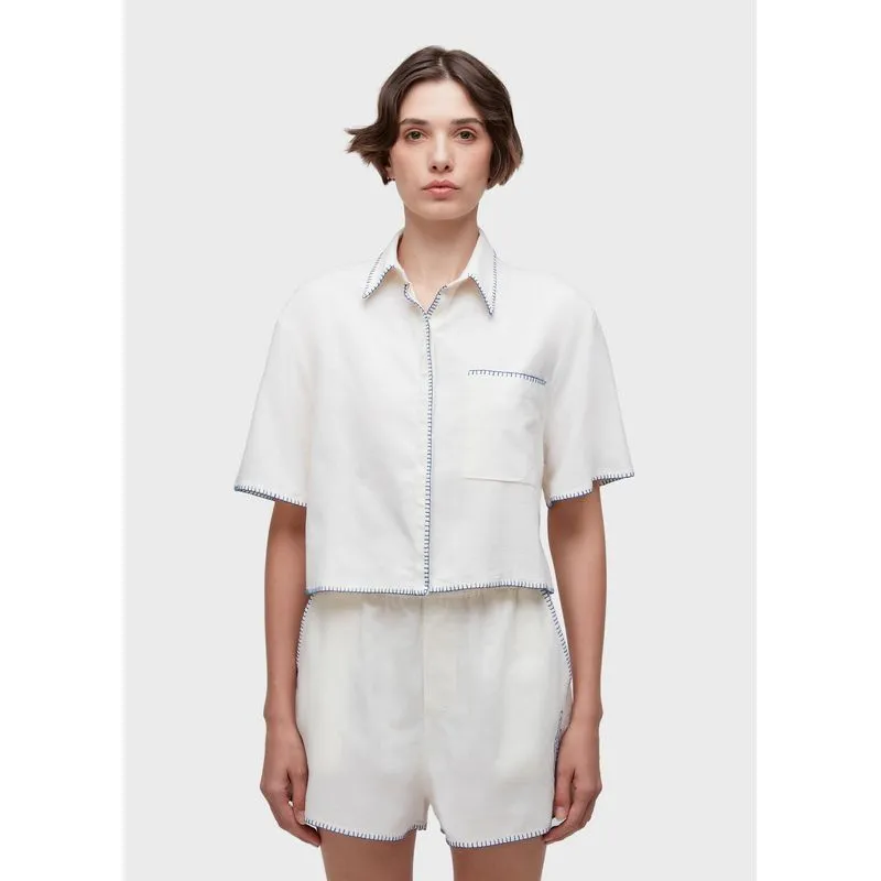 Camisa bordado knot - off white - P