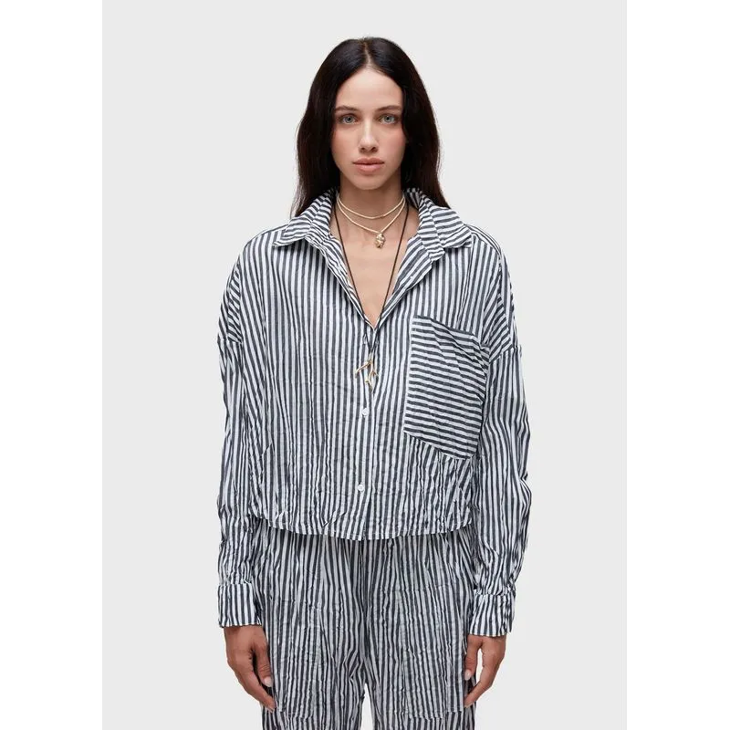 Camisa wrinkled tricoline fio tinto Camisa ml wrinkled tricoline fio tinto - off white - P