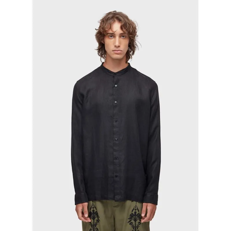 Bata linen bordado leaf - preto - P