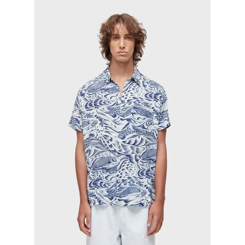 Camisa pirarucu trace blue mc - off white - GG