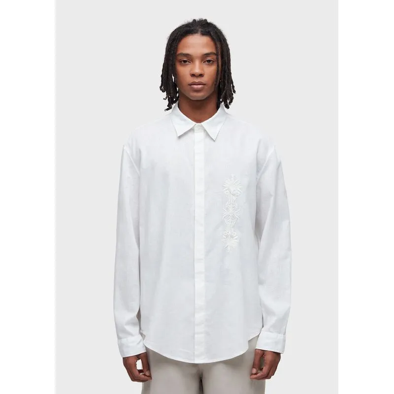 Camisa linen arabesco palmeira ml - branco - GG