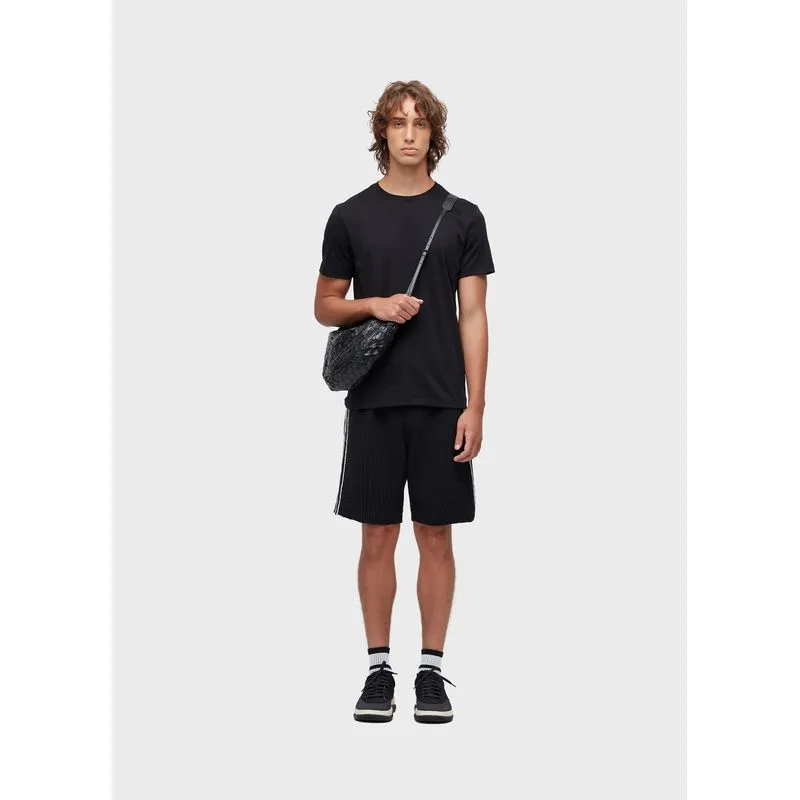 Bermuda tricot over stripes - preto - G