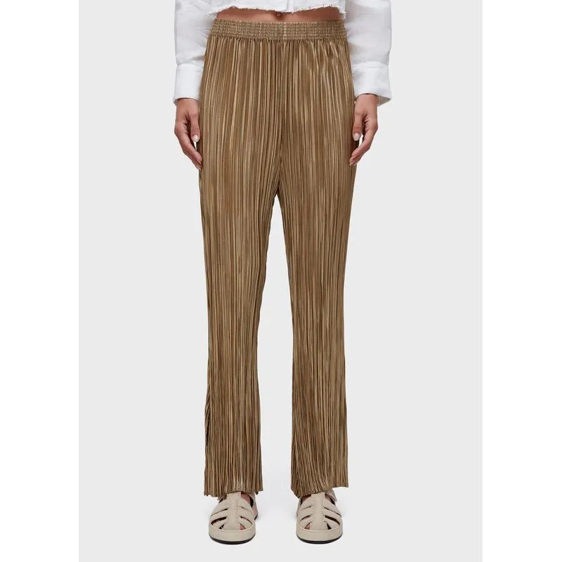 Calça reta plisse gold - bege - M