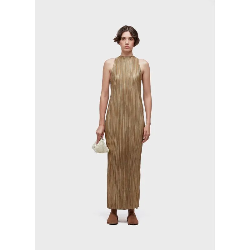 Vestido raglan longui plisse gold - bege - G