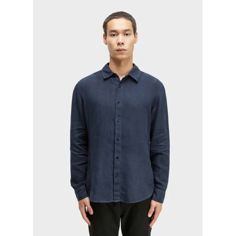 Camisa classic linen new ml - azul marinho - G
