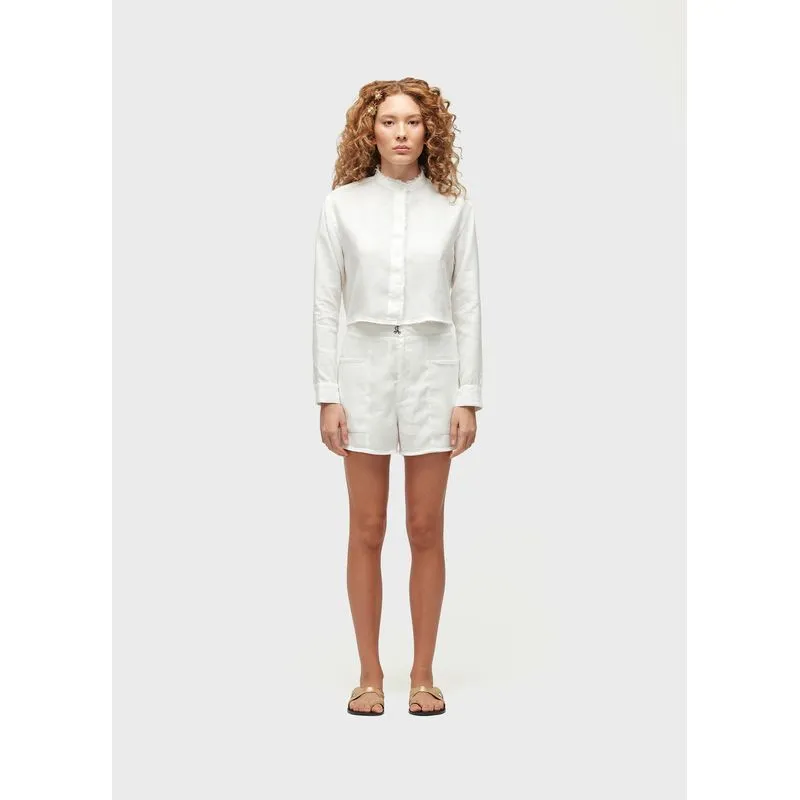 Short desfiado linen - off white - 42
