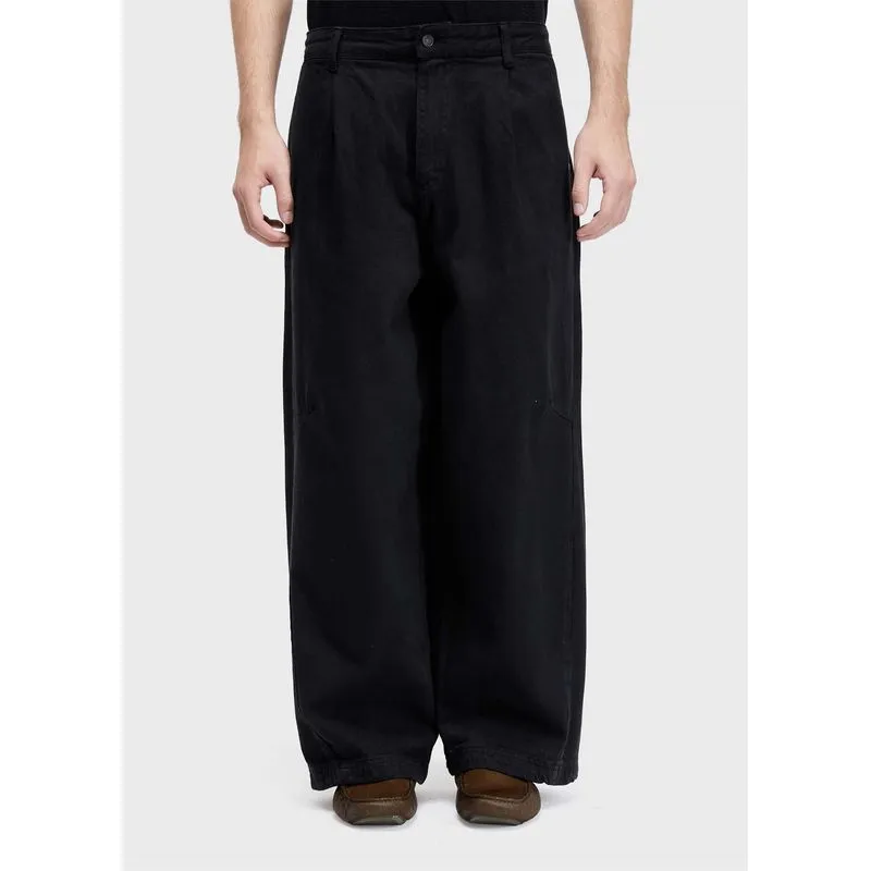 Calça over wide twill - preto - 38