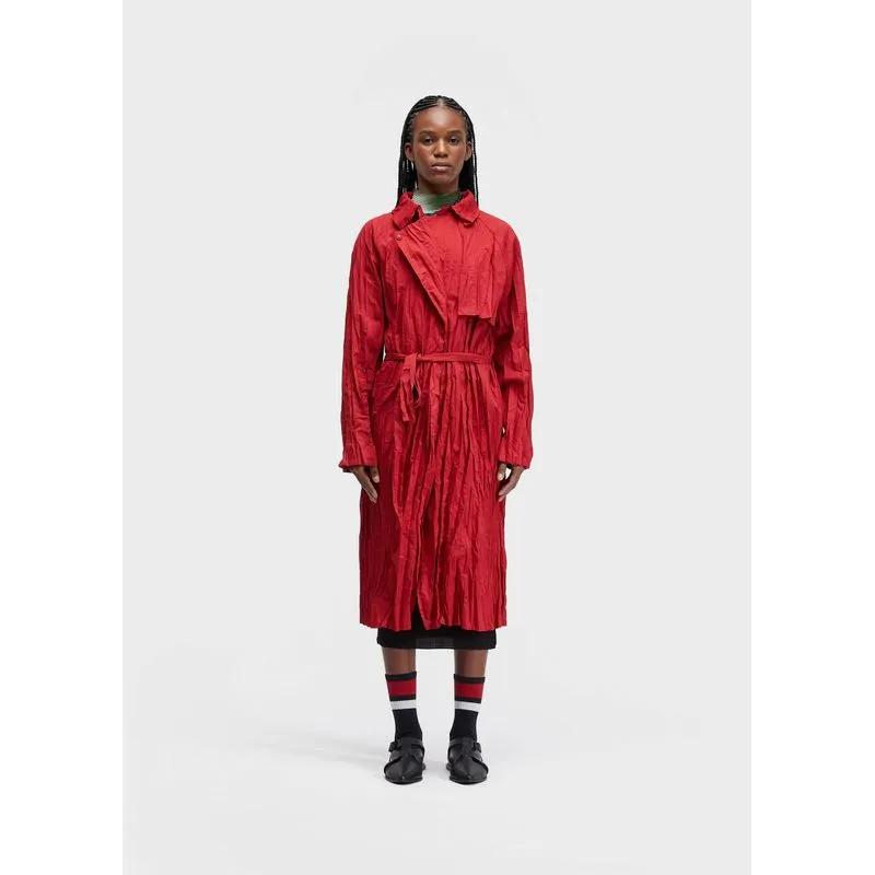 Trench coat wrinkled tricoline - vermelho - G