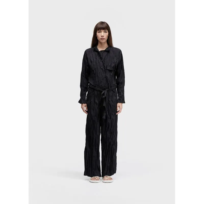 Macacão destacavel wrinkled tricoline - preto - G