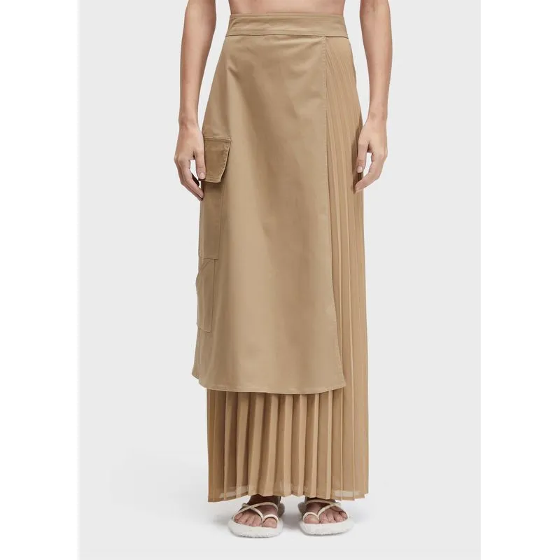 Saia duo plissado cotton - bege - P