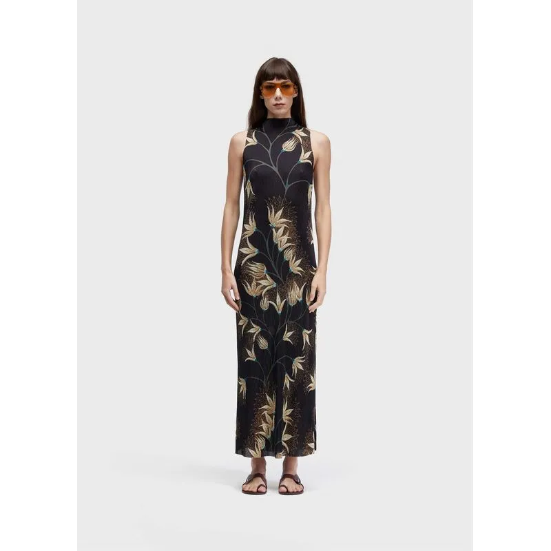 Vestido raglan duo plisse floral trama - preto - G