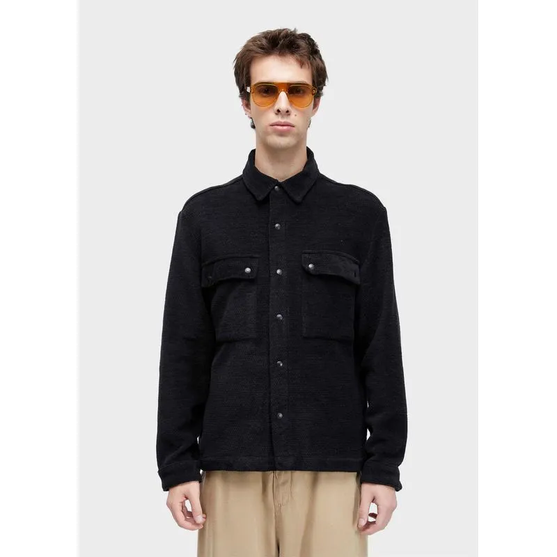 Overshirt tweed cotton texture - preto - P