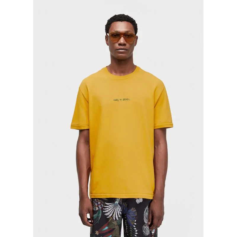 T-shirt made in brazil bordado mc - amarelo - GG