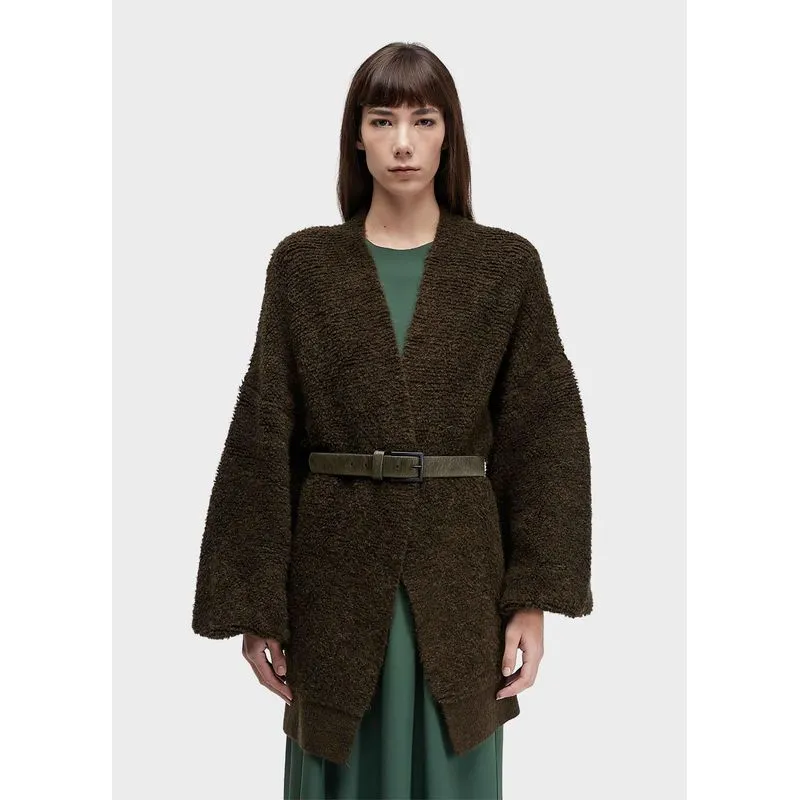 Maxi cardigan tricot textura - marrom - M