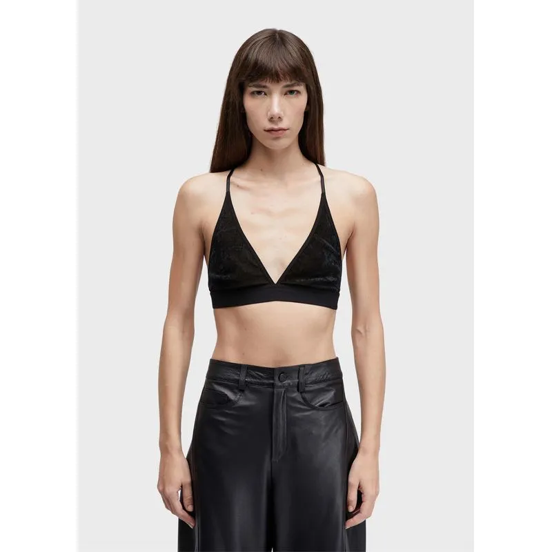 Top tule velvet nadador - preto - P