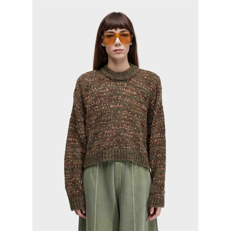 Casaco tricot mesclado Casaco fem tricot mesclado - verde - P