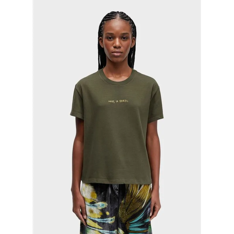 T-shirt made in brazil bordado - verde forest - P