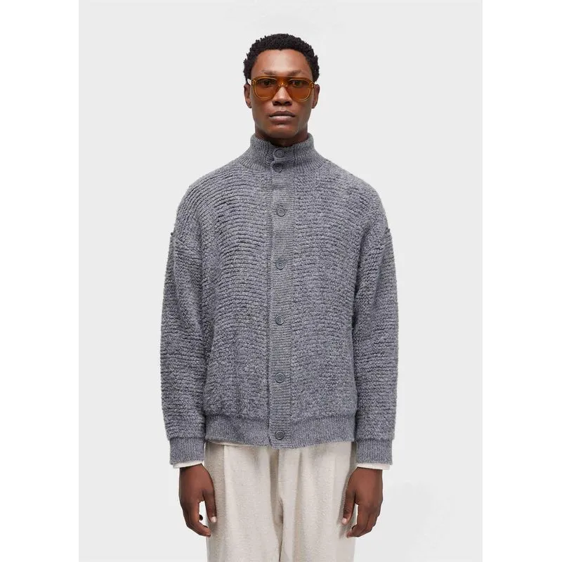 Cardigan furry gola alta mescla - cinza - G