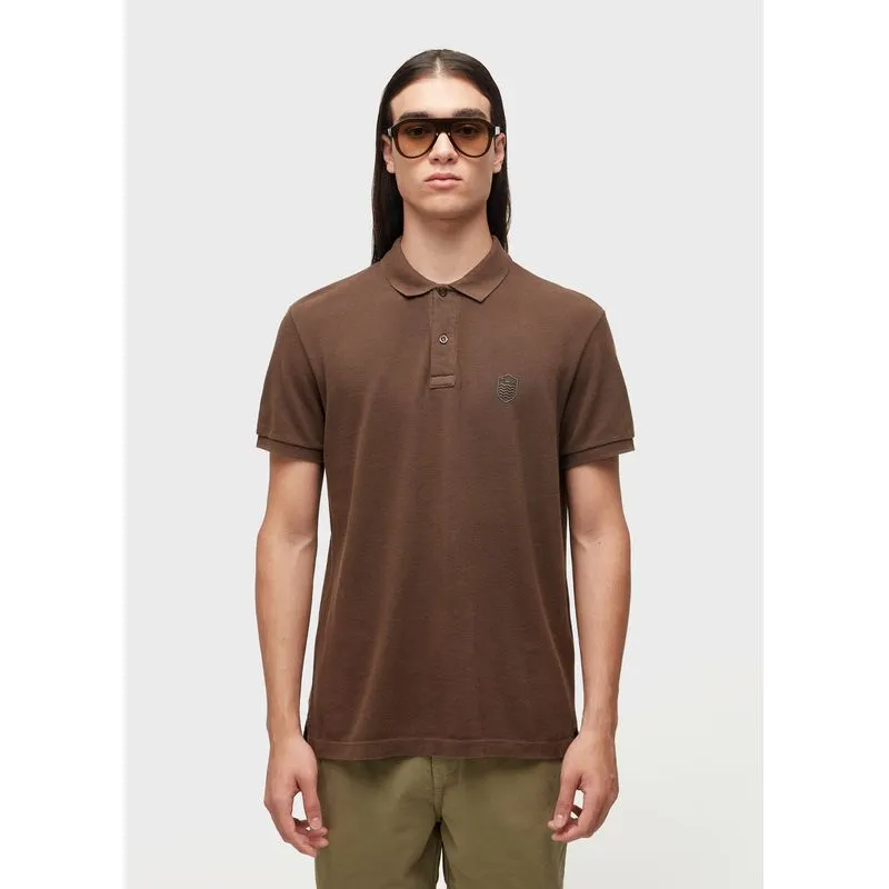 Polo brasão embossed color Polo masc brasao embossed color mc - marrom - M