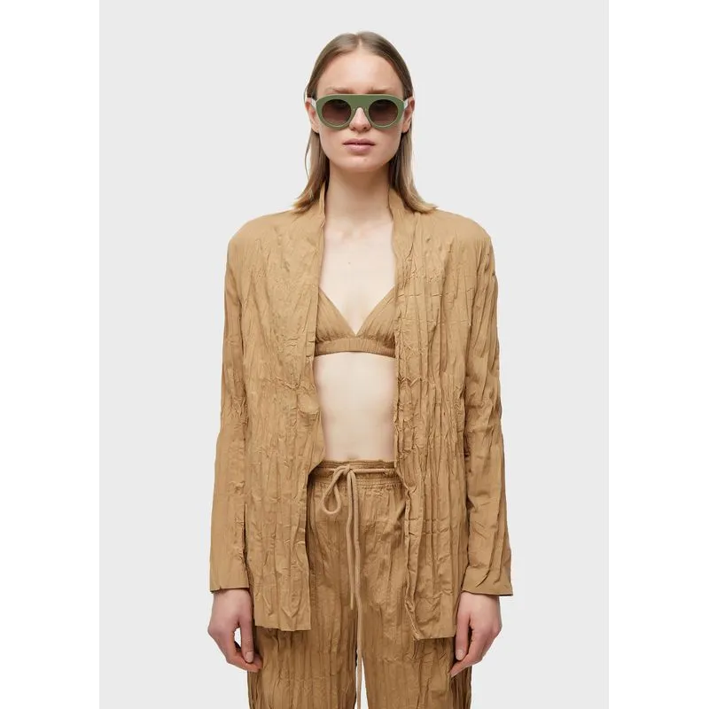 Blazer tricoline wrinkled - bege - G