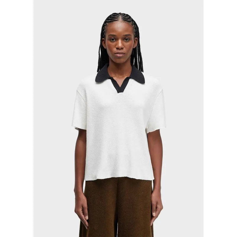 Blusa polo tricot over canelado Blusa polo tricot fem over canelado - natural - G