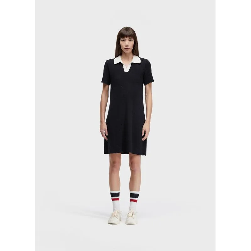 Vestido polo tricot canelado - preto - M