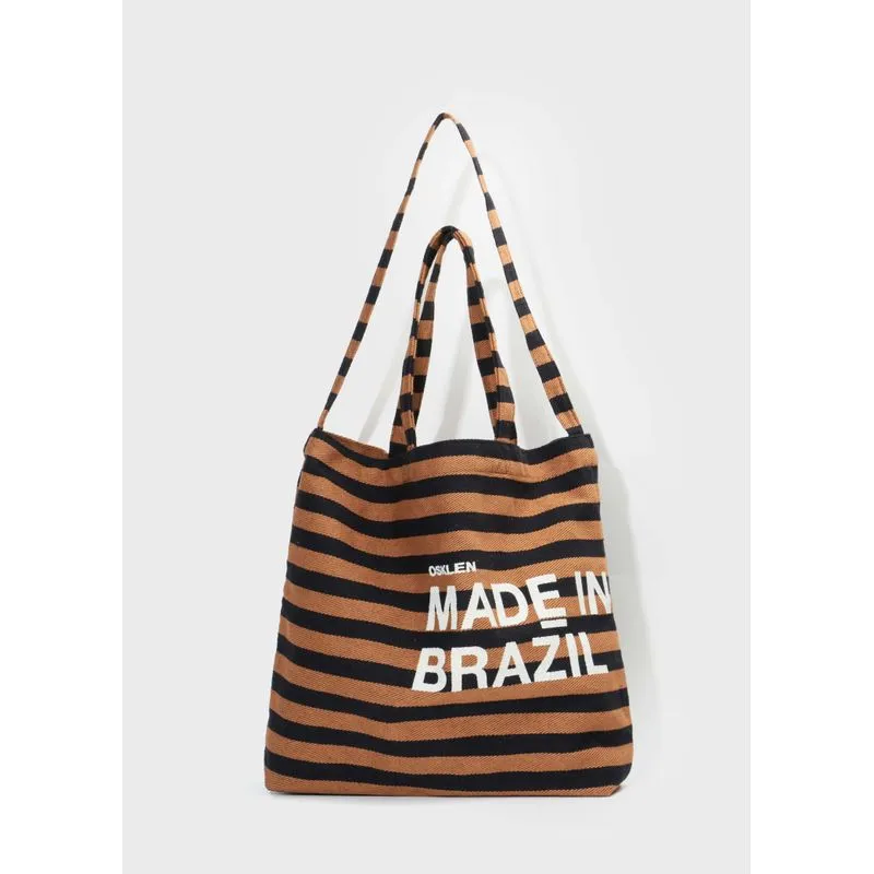Bolsa tote made in brazil black stripes Bolsa tote made in brazil stripes - bege - UN