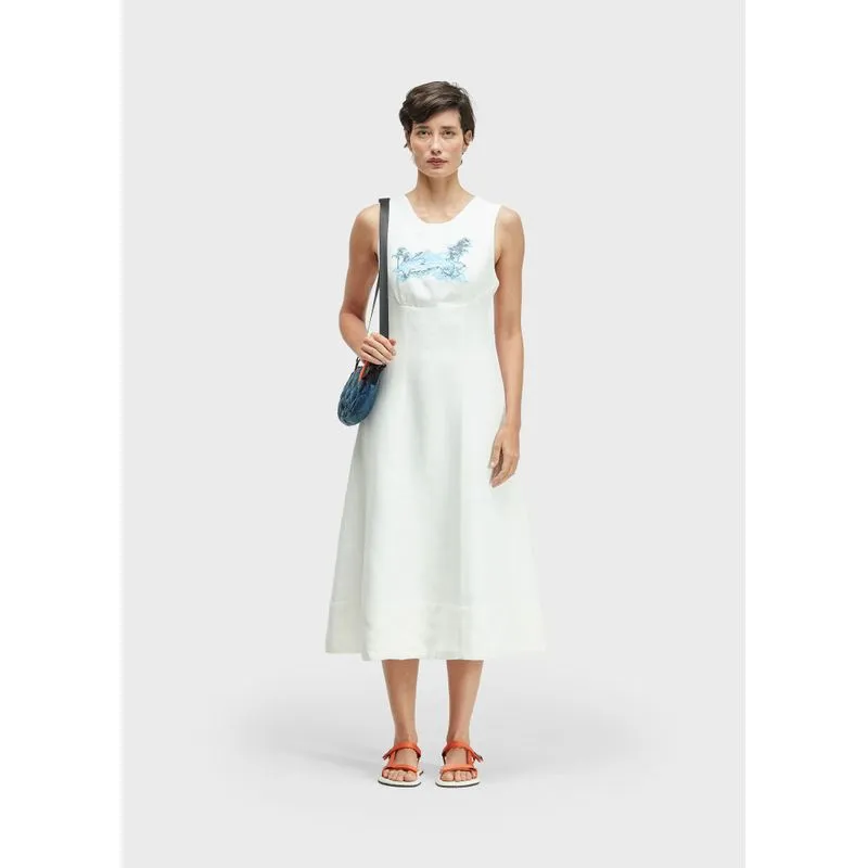 Vestido longo bordado fundo do mar cross - off white - M