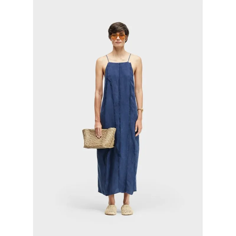 Vestido balloon cupro - azul marinho - P