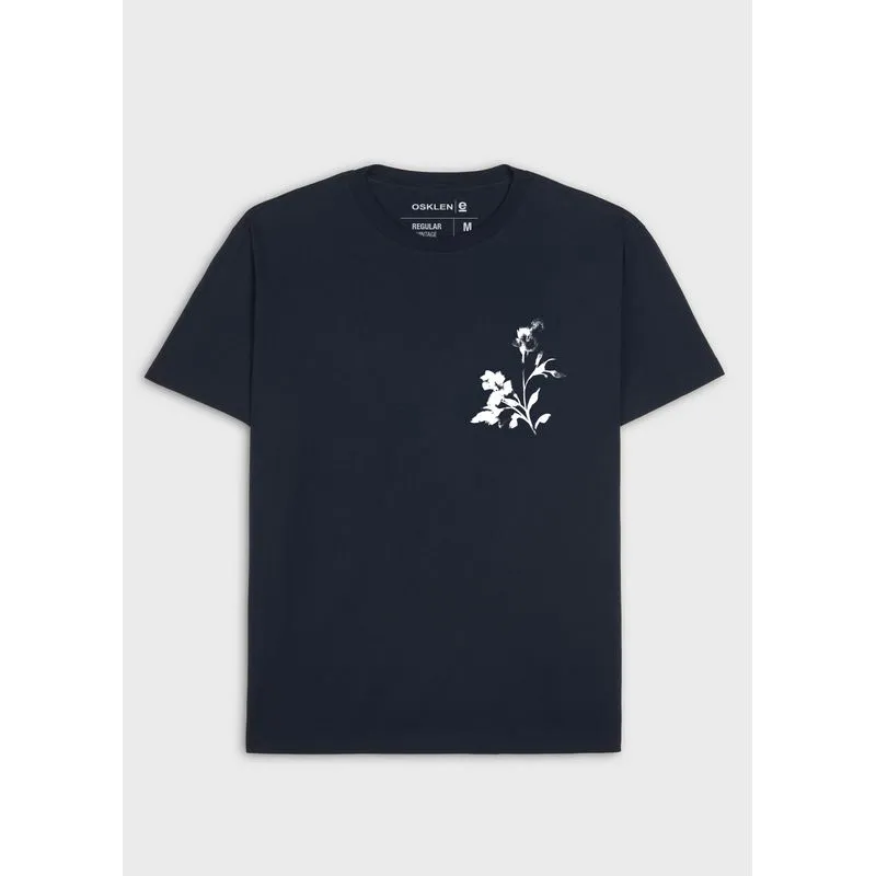 T-shirt vintage floral agua mc - azul marinho - P